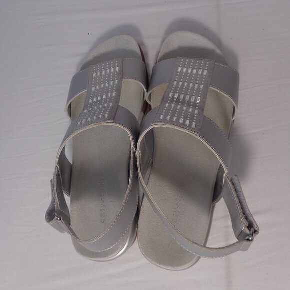 Easy Spirit Women's Silver Leather‎ Hazel Wedge Sandal Slingback Shoes Size 7M - Picture 5 of 7